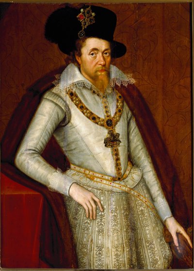 Portrait of James I of England and VI of Scotland, Knights of the Order of the Garter by John de Critz