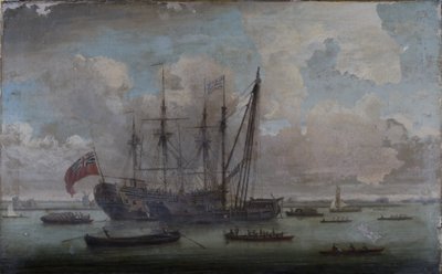 A Sheer Hulk refitting an East Indiaman by John the Elder Cleveley