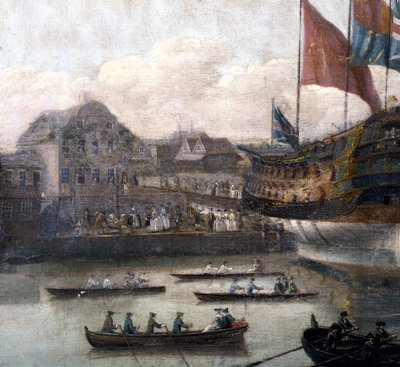 Launch at Deptford Dockyard (detail) by John the Elder Cleveley