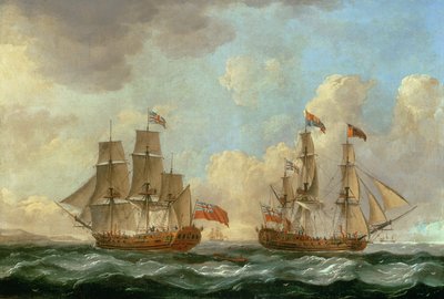 The Peregrine in Two Positions off the Coast by John the Elder Cleveley