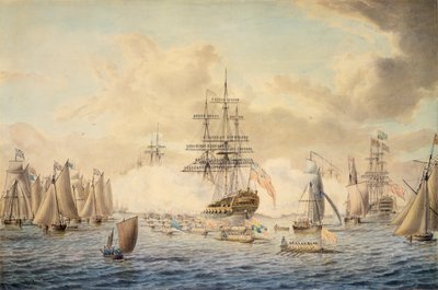 George III reviewing the fleet at Spithead, 22 June 1773, depicting HMS 
