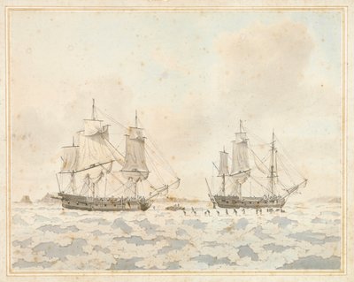 The British Ships Racehorse and Carcass, Caught in the Ice During an Arctic Expedition, July 31 by John the Younger Cleveley