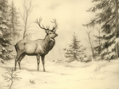 Majestic Winter Stag by Jolly and Dash