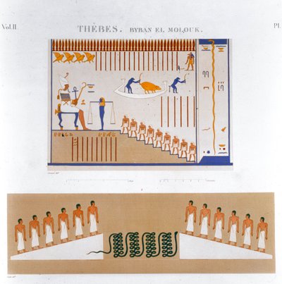 Illustrations of frescoes from Byban el Molouk, Thebes, Egypt by Jomard
