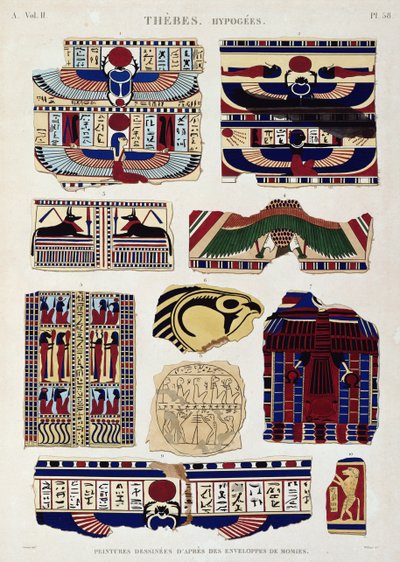 Illustrations of Painted Designs from the Wrappings of the Mummies, Hypogees, Thebes (Plate 58 from Vol II of 