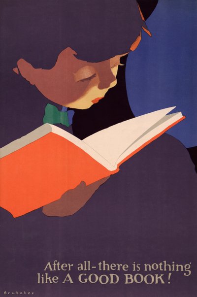 Poster of Young Boy Reading a Book by Jon O. Brubaker