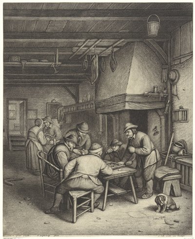 Peasant Interior with Tric-Trac Players by Jonas Suyderhoef