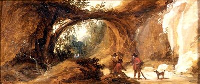 A Rocky Landscape with Sportsmen on a Path by Joos de (follower of) Momper