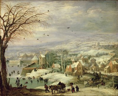 Village Landscape in Winter by Joos or Josse de Momper