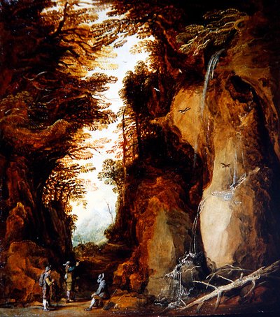 An Alpine Landscape with Travellers by Joos or Josse de The Younger Momper