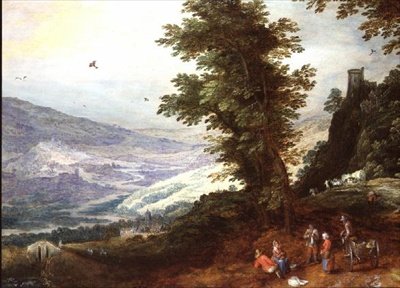 Extensive Landscape with Peasants by Joos or Josse de The Younger Momper