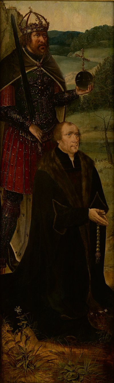 King Constantine and a Donor (one wing of an altarpiece) by Joos van (follower of) Cleve