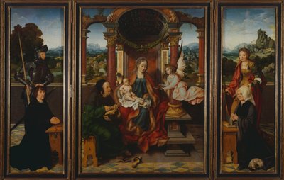 The Holy Family, ca 1530, triptych by Joos van Cleve