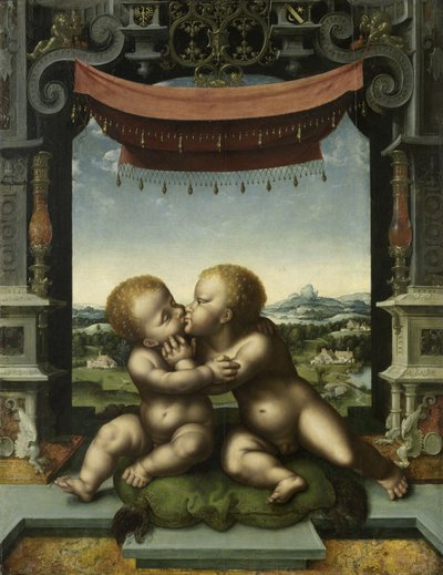 The Infants Christ and Saint John the Baptist Embracing by Joos van Cleve