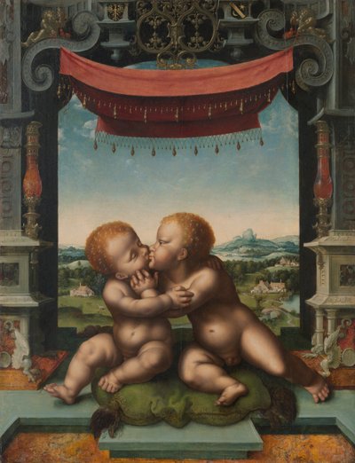 The Infants Christ and Saint John the Baptist Embracing, 1520-25 by Joos van Cleve