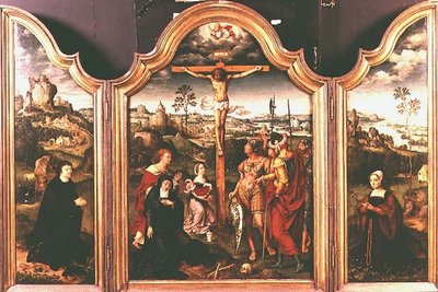 Triptych: Crucifixion Flanked by Kneeling Donors by Joos van Cleve