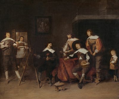 An Artist Painting the Portrait of a Young Lord in Antwerp by Joos van Craesbeeck