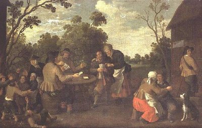 Peasants playing cards and children brawling by Joost Cornelisz. Droochsloot