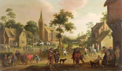 Travellers, Beggars and Horse Copers in a Village by Joost Cornelisz. Droochsloot