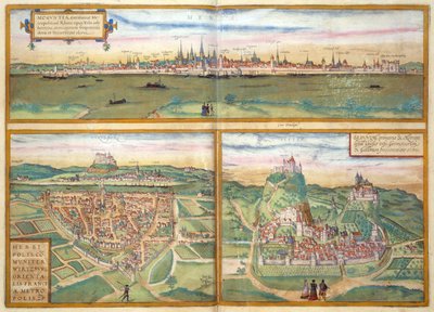 Metz, Wurtzburg, and Sittensen, from Civitates Orbis Terrarum by Georg Braun and Frans Hogenburg, c.1572 by Joris after Hoefnagel