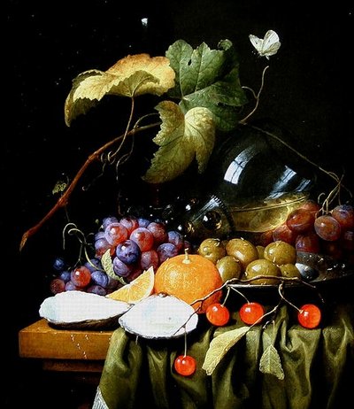 A Still Life of Fruits, Vines and an Oyster by Joris van Son