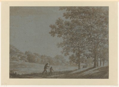 Walkers on a Road Along Tall Trees by Joris van der Haagen