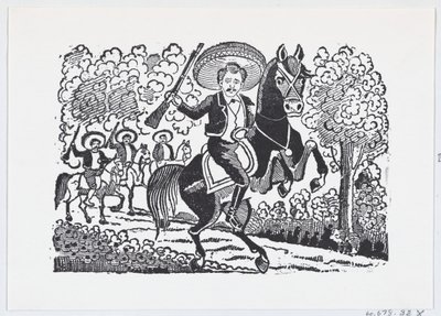 A revolutionary soldier on horseback with a rifle Heraclio Bernal by José Guadalupe Posada
