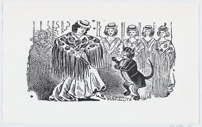 A Woman Dancing with a Cat in a Suit by José Guadalupe Posada
