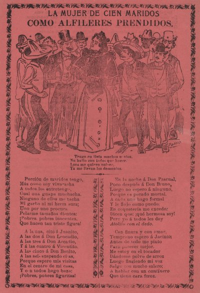 The Woman with a Hundred Husbands - Like Pins Attached by José Guadalupe Posada