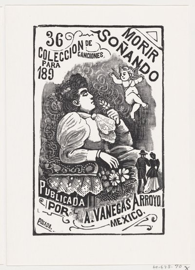 Profile of a Woman Sitting in a Chair with Her Head Back and Holding a Flower by José Guadalupe Posada
