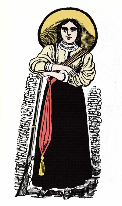 The Mexican Revolution: Mexican female soldier. Xylography by Jose Guadalupe Posada by José Guadalupe Posada
