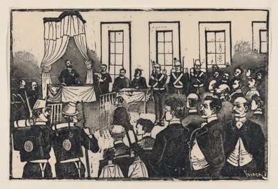 The trial of the killers of Tomas Hernandez Aguirre, from a broadside entitled 