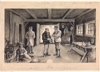 Men Conversing in a Barn by Jos Wins (signed by artist)