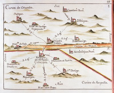 Plan of the Archdiocese of Mexico. Parish of Otumba and Parish of Axapulco. 1767. Engraving by Jose Antonio Alzate by Jose Antonio Alzate