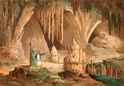 Joseph Pitton de Tournefort visiting the grotto of Antiparos in Greece by Jose Armet Portanell