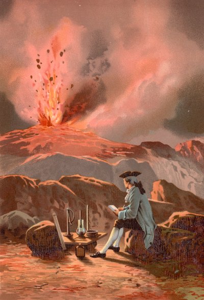 Lazzaro Spallanzani Observing an Eruption of Mount Etna by Jose Armet Portanell