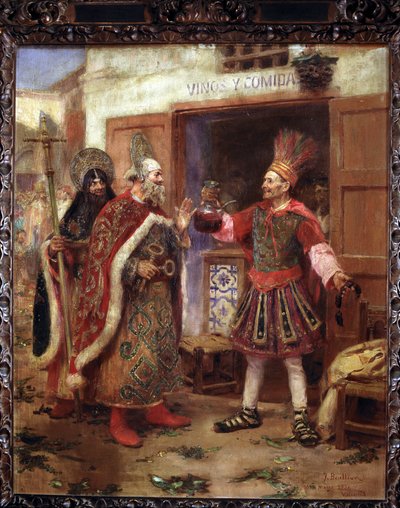 People in the Procession of Corpus by Jose Benlliure y Gil