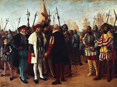 The French King Francois I in the Port of Valencia by Jose Bru Albinana