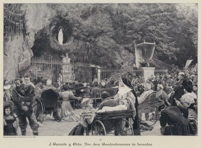 Grotto of Massabielle, Lourdes, France by Jose Garnelo y Alda