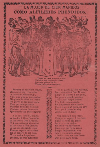 The Woman with a Hundred Husbands - Like Pins Attached by José Guadalupe Posada