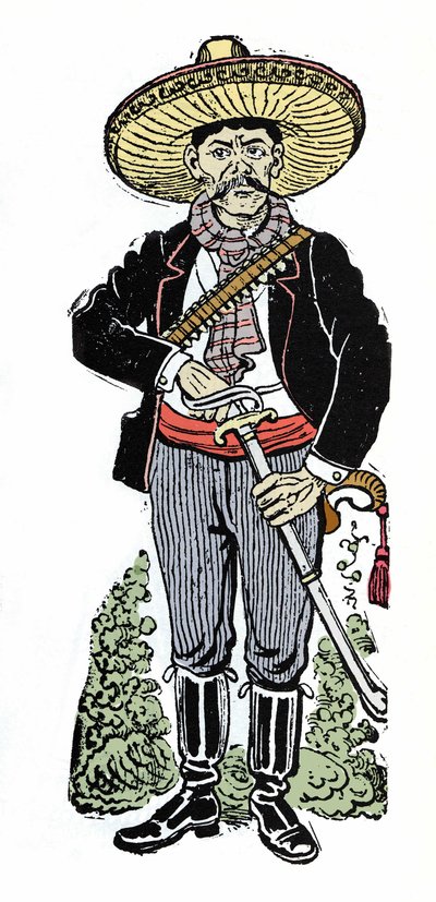 Portrait of Amador Salazar During the Mexican Revolution of 1910. Xylography by Jose Guadalupe Posada by José Guadalupe Posada
