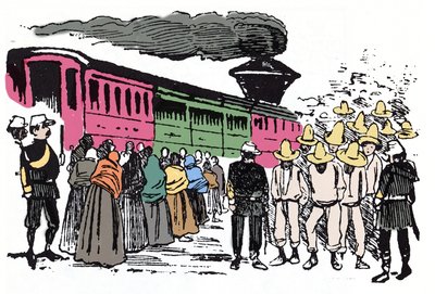 The Mexican Revolution: deportation of workers in the Valle Nacional, circa 1908 - Xylography by Jose Guadalupe Posada by José Guadalupe Posada