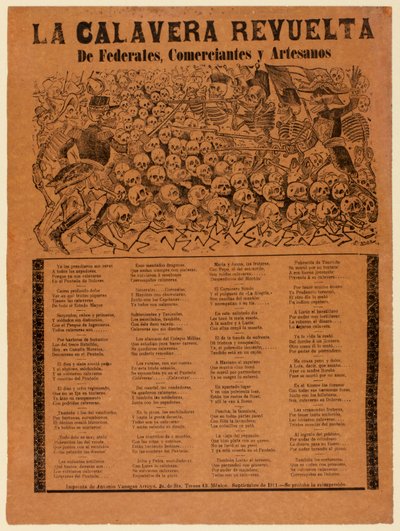 The Rebel Calavera of the Federal Army, Merchants, and Artisans by José Guadalupe Posada