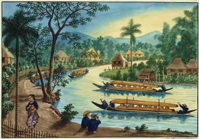 Manila and Its Environs: View Near the Town of Taguig on the Pasig River by Jose Honorato Lozano