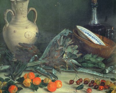 Still Life with Fruit and Vegetables by Jose Lopez Enguidanos
