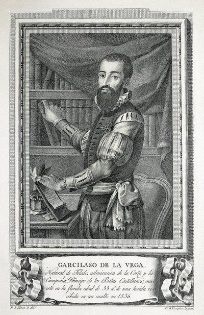 Portrait of Garcilaso de la Vega. 1791. Drawing by Jose Maea, Burin Engraved by Bartolome Vazquez. Etching by Jose Maea
