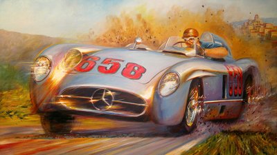 At the Mille Miglia, Juan Manuel Fangio, Mercedes Benz 300 SL by Jose Maria Villafuerte