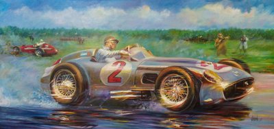 Juan Manuel Fangio, Gran Premio Ciudad de Buenos Aires 1955, Argentina, Mercedes Benz 196 W. by Jose Maria Villafuerte