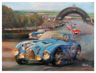 Juan Manuel Fangio at Le Mans 1950 Gordini Type 18S by Jose Maria Villafuerte