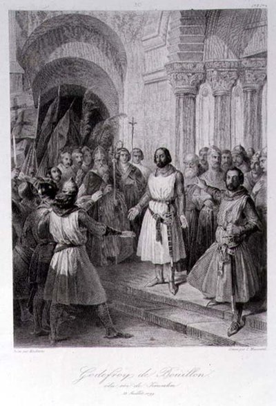 Godfrey of Bouillon Elected King of Jerusalem, engraved by Leopold Massard by Jose de (after) Madrazo y Garreta